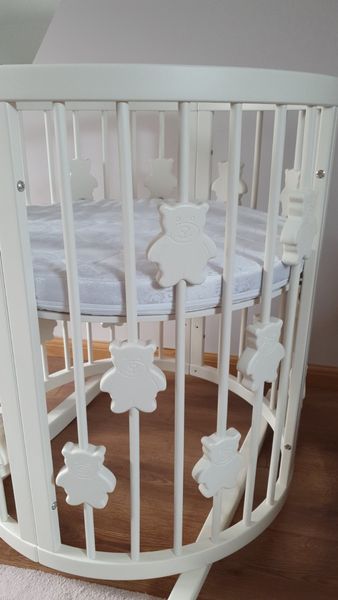 Ліжечко Smart Bed Oval з ведмедиками, біле