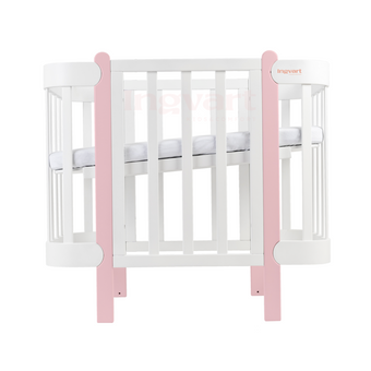 Ліжечко - люлька NIKA 5-в-1, біле + рожевий, розмір 60